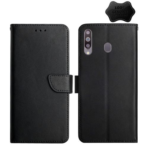 

For Samsung Galaxy A20s Genuine Leather Fingerprint-proof Horizontal Flip Phone Case(Black)
