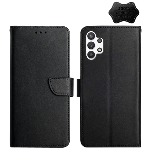 

For Samsung Galaxy A32 5G Genuine Leather Fingerprint-proof Horizontal Flip Phone Case(Black)