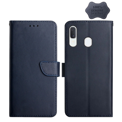 

For Samsung Galaxy A40 Genuine Leather Fingerprint-proof Horizontal Flip Phone Case(Blue)