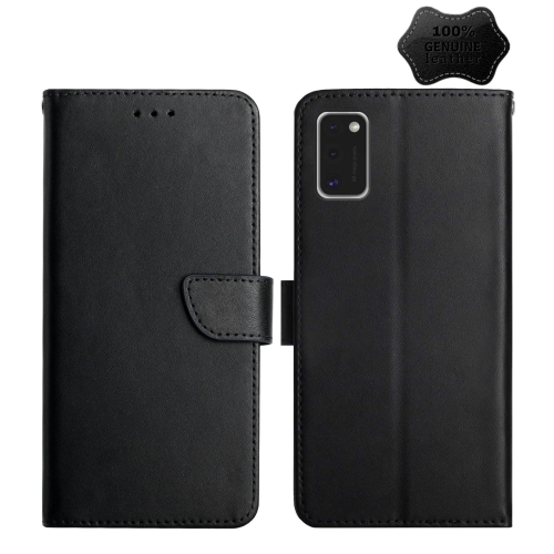 

For Samsung Galaxy A41 Genuine Leather Fingerprint-proof Horizontal Flip Phone Case(Black)