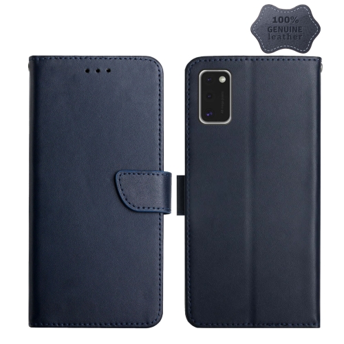 

For Samsung Galaxy A41 Genuine Leather Fingerprint-proof Horizontal Flip Phone Case(Blue)