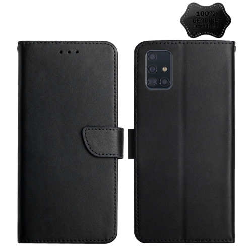 

For Samsung Galaxy A51 5G Genuine Leather Fingerprint-proof Horizontal Flip Phone Case(Black)