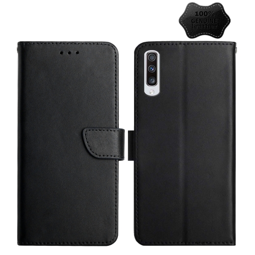 

For Samsung Galaxy A70 Genuine Leather Fingerprint-proof Horizontal Flip Phone Case(Black)