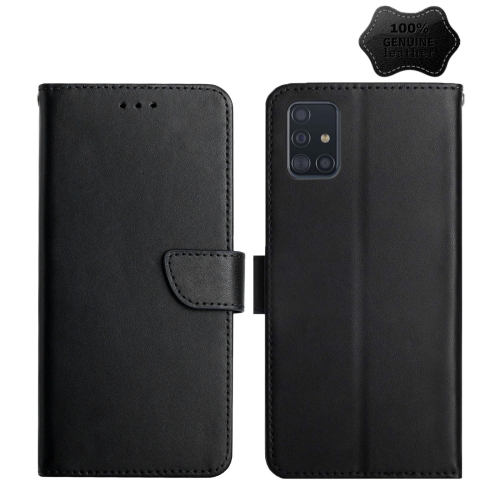 

For Samsung Galaxy A71 5G Genuine Leather Fingerprint-proof Horizontal Flip Phone Case(Black)