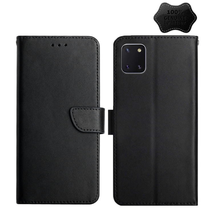 

For Samsung Galaxy A81 Genuine Leather Fingerprint-proof Horizontal Flip Phone Case(Black)