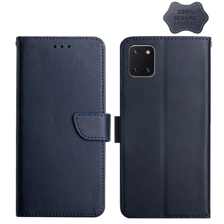 

For Samsung Galaxy A81 Genuine Leather Fingerprint-proof Horizontal Flip Phone Case(Blue)