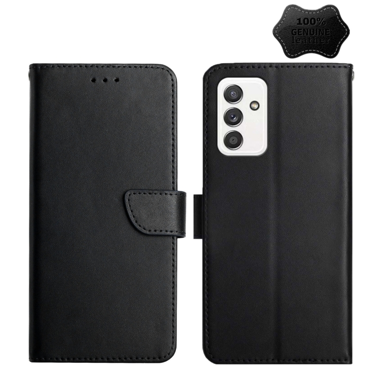 

For Samsung Galaxy A82 Genuine Leather Fingerprint-proof Horizontal Flip Phone Case(Black)