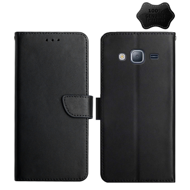 

For Samsung Galaxy J2 Prime Genuine Leather Fingerprint-proof Horizontal Flip Phone Case(Black)
