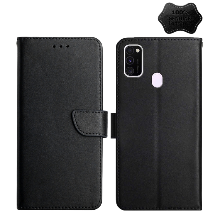 

For Samsung Galaxy M21 / M30s Genuine Leather Fingerprint-proof Horizontal Flip Phone Case(Black)