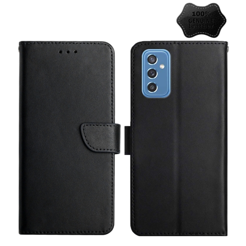 

For Samsung Galaxy M52 5G Genuine Leather Fingerprint-proof Horizontal Flip Phone Case(Black)