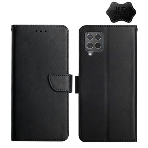 

For Samsung Galaxy M62 Genuine Leather Fingerprint-proof Horizontal Flip Phone Case(Black)