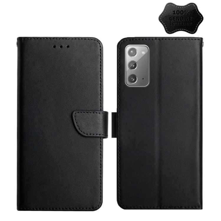 

For Samsung Galaxy Note20 Genuine Leather Fingerprint-proof Horizontal Flip Phone Case(Black)