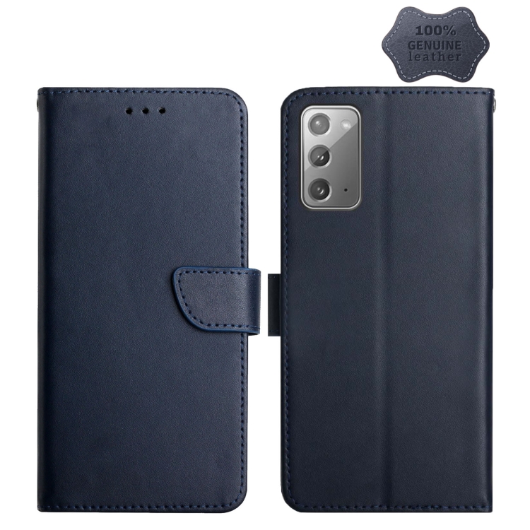 

For Samsung Galaxy Note20 Genuine Leather Fingerprint-proof Horizontal Flip Phone Case(Blue)
