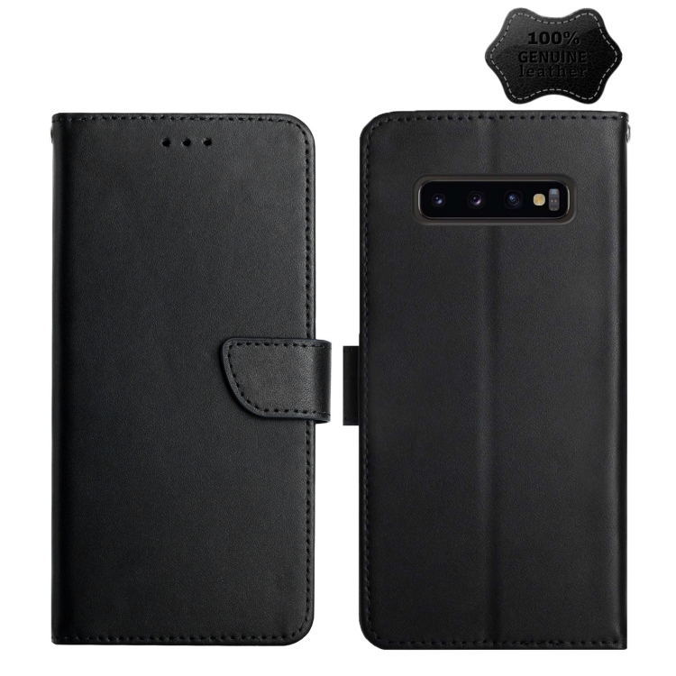 

For Samsung Galaxy S10 Genuine Leather Fingerprint-proof Horizontal Flip Phone Case(Black)