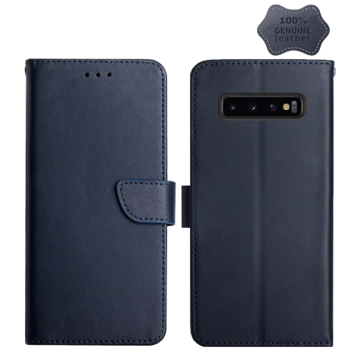 

For Samsung Galaxy S10 Genuine Leather Fingerprint-proof Horizontal Flip Phone Case(Blue)