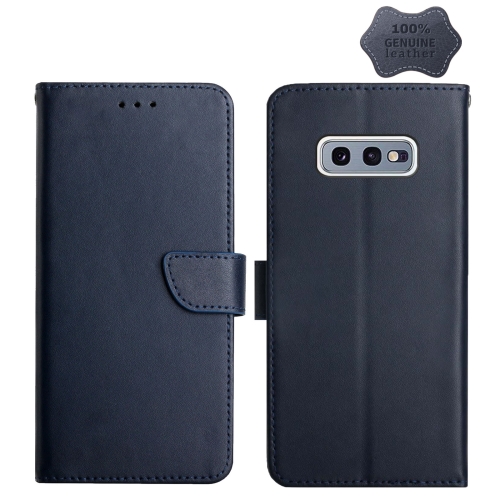 

For Samsung Galaxy S10e Genuine Leather Fingerprint-proof Horizontal Flip Phone Case(Blue)