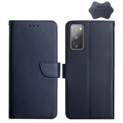 

For Samsung Galaxy S20 FE Genuine Leather Fingerprint-proof Horizontal Flip Phone Case(Blue)