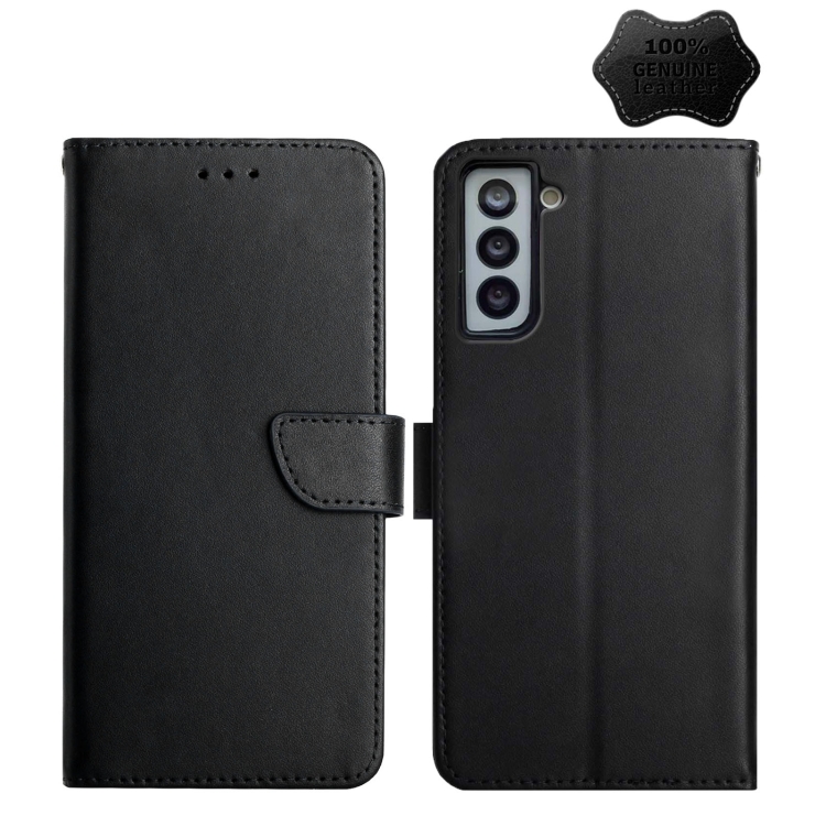 

For Samsung Galaxy S21+ 5G Genuine Leather Fingerprint-proof Horizontal Flip Phone Case(Black)