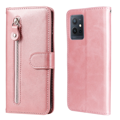 

For vivo Y55 5G/Y75 5G/T1 5G Fashion Calf Texture Zipper Horizontal Flip Leather Case(Rose Gold)