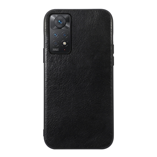 

For Xiaomi Redmi Note 11 Pro Global Genuine Leather Double Color Crazy Horse Phone Case(Black)