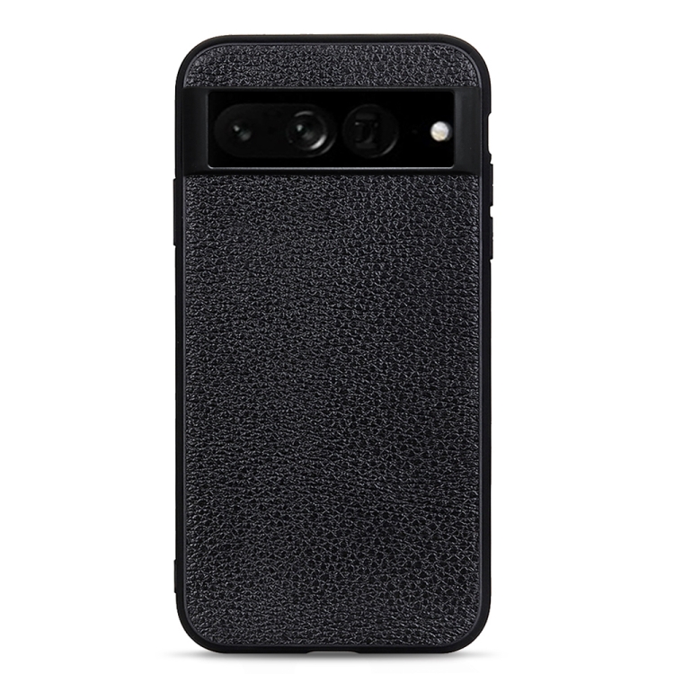 

For Google Pixel 7 Pro Accurate Hole Litchi Texture Genuine Leather Phone Case(Black)
