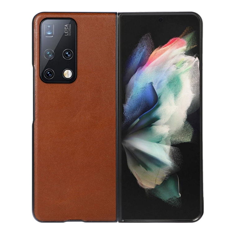 

For Huawei Mate X2 Genuine Leather Double Color Crazy Horse Phone Case(Brown)