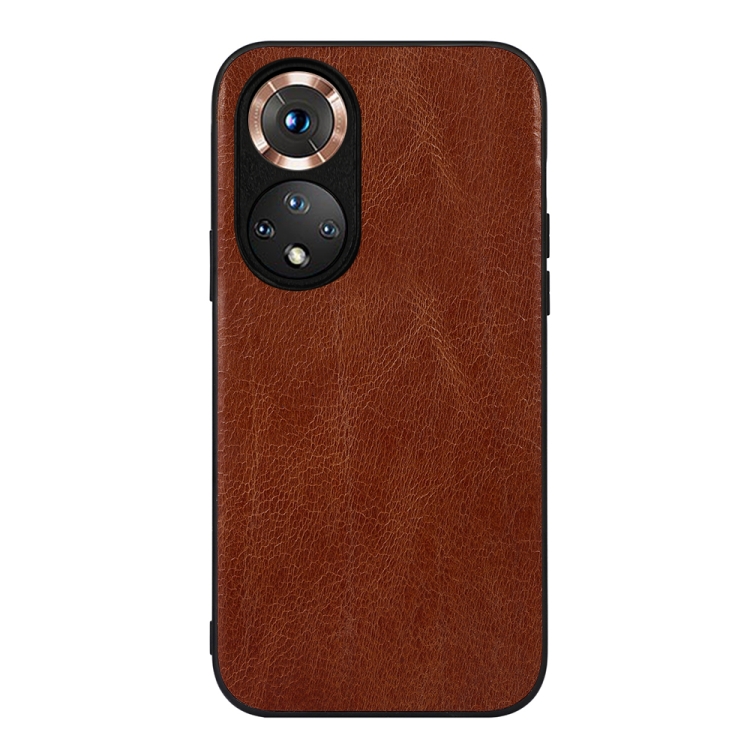 

For Honor 50 Pro Genuine Leather Double Color Crazy Horse Phone Case(Brown)