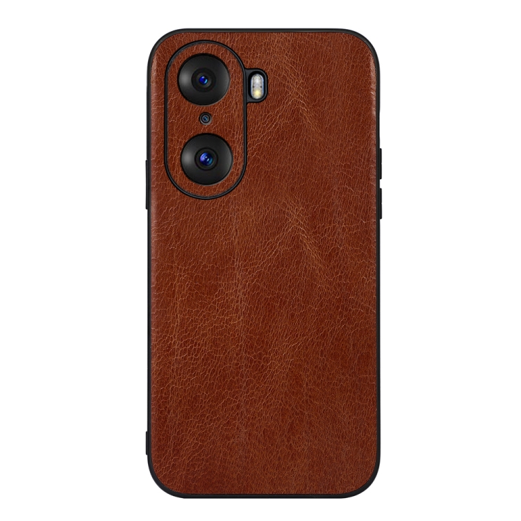 

For Honor 60 Genuine Leather Double Color Crazy Horse Phone Case(Brown)