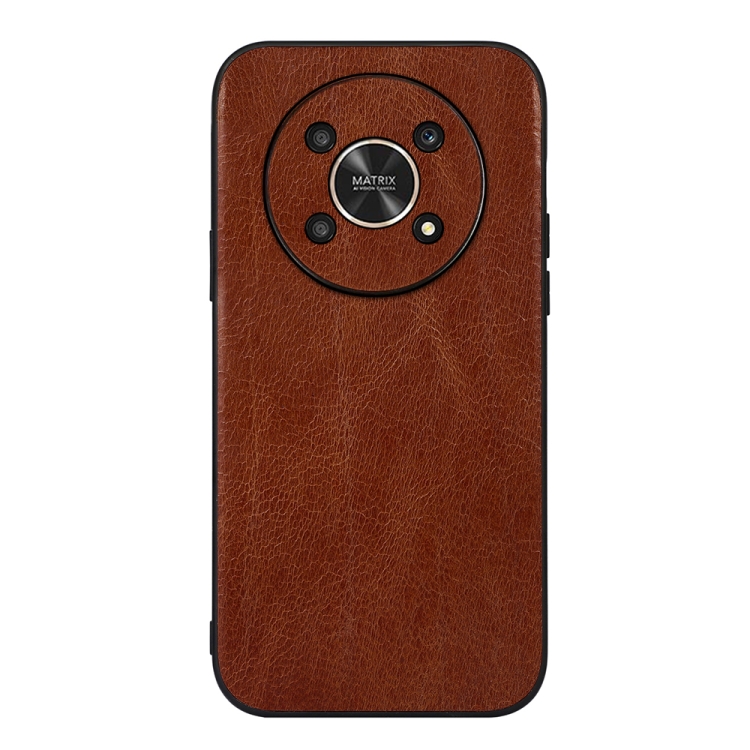 

For Honor X30 Genuine Leather Double Color Crazy Horse Phone Case(Brown)