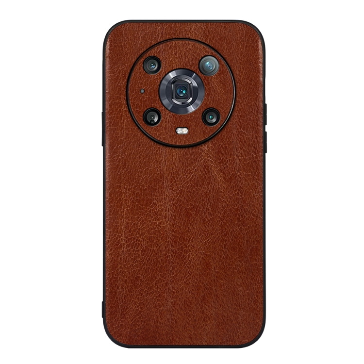 

For Honor Magic4 Pro Genuine Leather Double Color Crazy Horse Phone Case(Brown)