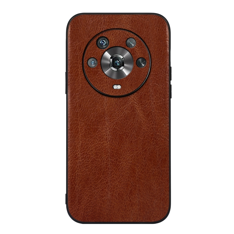 

For Honor Magic4 Genuine Leather Double Color Crazy Horse Phone Case(Brown)
