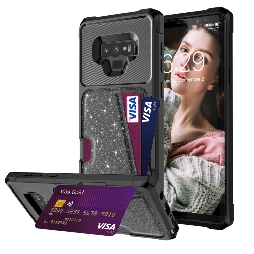 

For Samsung Galaxy Note9 Glitter Magnetic Card Bag Phone Case(Black)