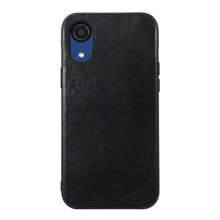 

For Samsung Galaxy A03 Core Genuine Leather Double Color Crazy Horse Phone Case(Black)