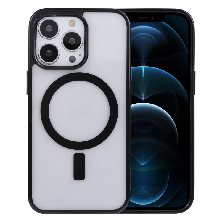 

Acrylic + TPU Masafe Magnetic Phone Case For iPhone 12 Pro Max(Black)