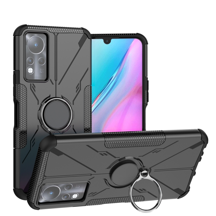 

For Infinix Note 11 Armor Bear Shockproof PC + TPU Phone Case(Black)