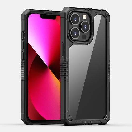 

Transparent PC + TPU Shockproof Phone Case For iPhone 13 Pro(Black)