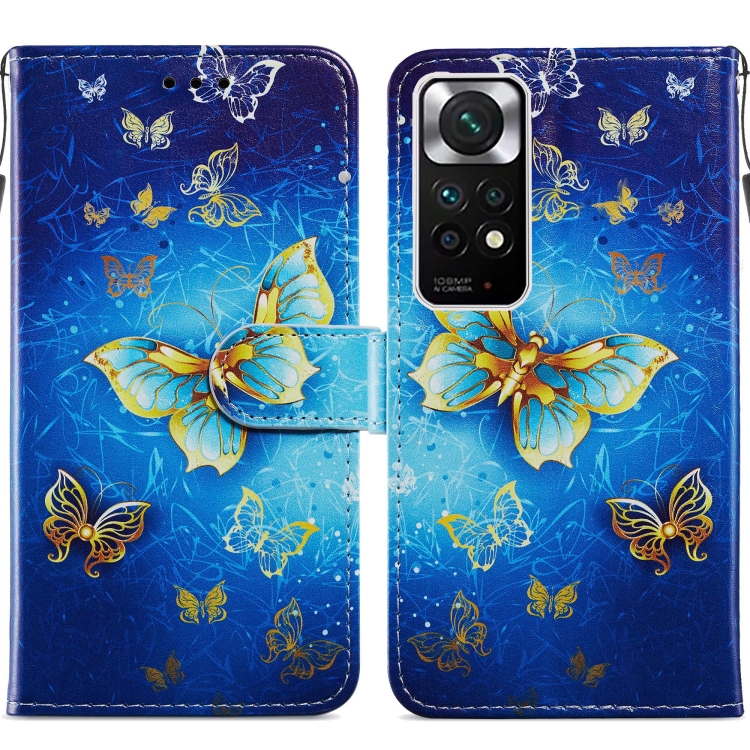 

For Xiaomi Redmi Note 11 Global Painted Pattern Horizontal Flip Leather Phone Case(Butterfly)