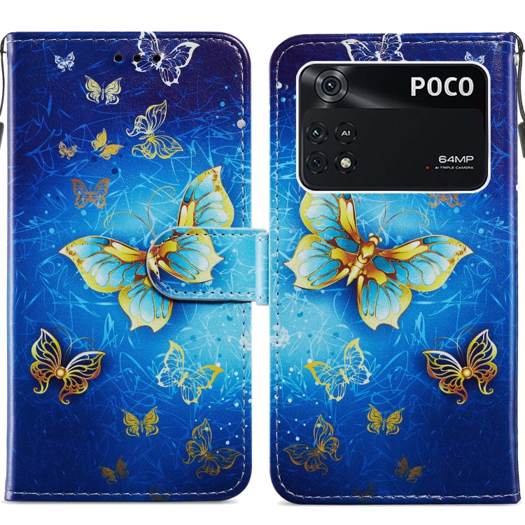 

For Xiaomi Poco M4 Pro Painted Pattern Horizontal Flip Leather Phone Case(Butterfly)
