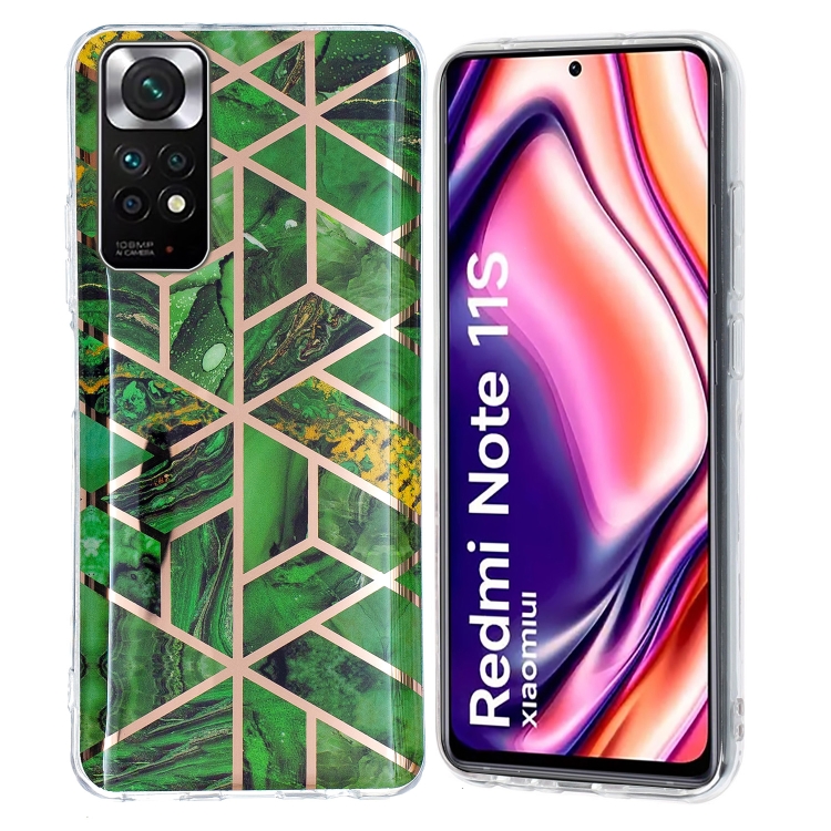 

For Xiaomi Redmi Note 11 Global Electroplating Pattern TPU Phone Case(Green Rhombus)