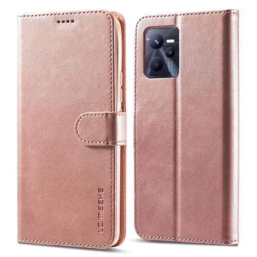 

For OPPO Realme C35 LC.IMEEKE Calf Texture Leather Phone Case(Rose Gold)