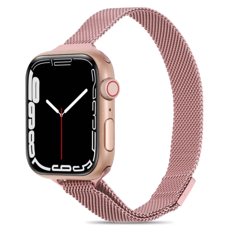 

Milanese Small Waist Watch Band For Apple Watch Series 7 41mm / 6&SE&5&4 40mm / 3&2&1 38mm(Rose Pink)