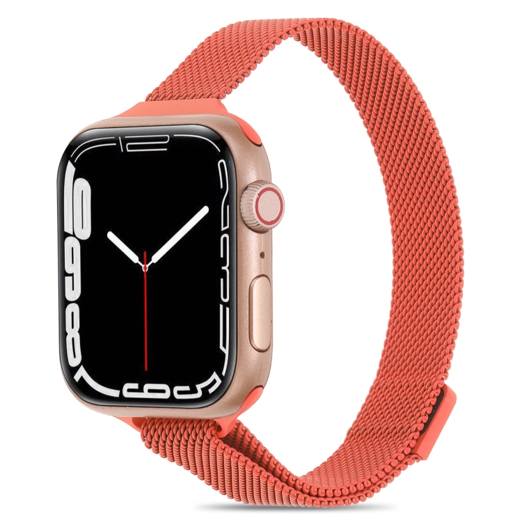 

Milanese Small Waist Watch Band For Apple Watch Series 7 41mm / 6&SE&5&4 40mm / 3&2&1 38mm(Orange)