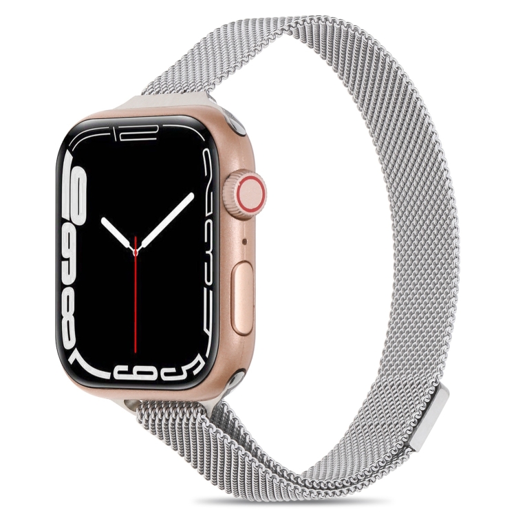 

Milanese Small Waist Watch Band For Apple Watch Series 7 41mm / 6&SE&5&4 40mm / 3&2&1 38mm(Silver)