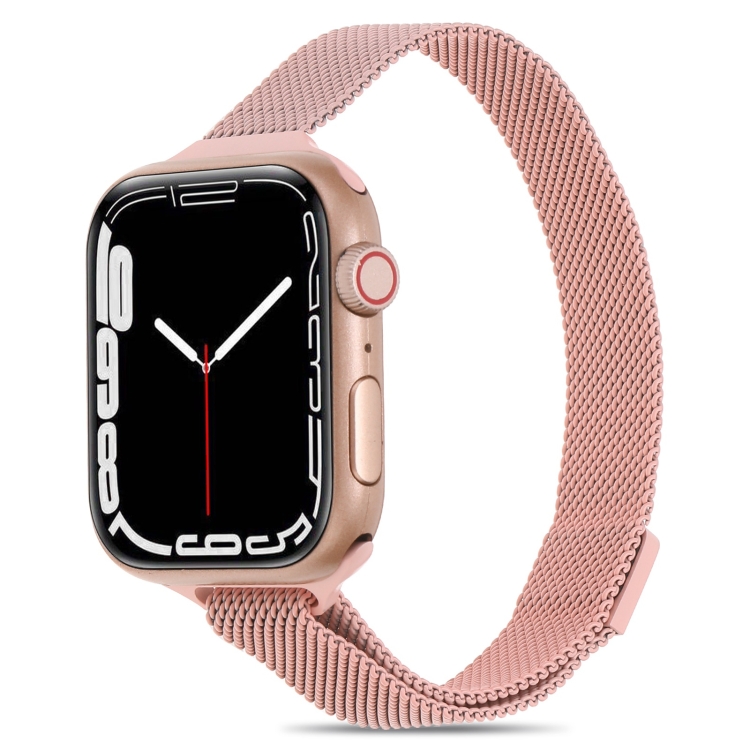 

Milanese Small Waist Watch Band For Apple Watch Series 7 45mm / 6&SE&5&4 44mm / 3&2&1 42mm(Pink)