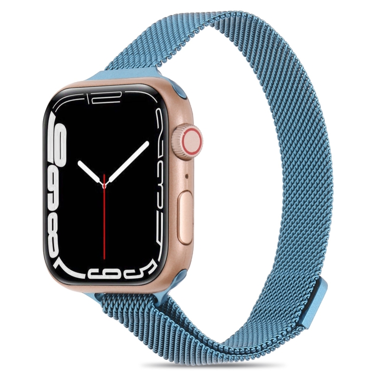 

Milanese Small Waist Watch Band For Apple Watch Series 7 45mm / 6&SE&5&4 44mm / 3&2&1 42mm(Porcelain Blue)