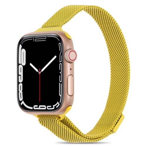 

Milanese Small Waist Watch Band For Apple Watch Series 7 45mm / 6&SE&5&4 44mm / 3&2&1 42mm(Yellow)