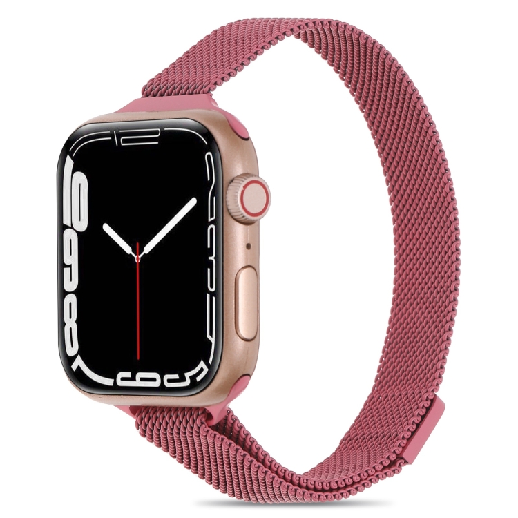 

Milanese Small Waist Watch Band For Apple Watch Series 7 45mm / 6&SE&5&4 44mm / 3&2&1 42mm(Water Red)