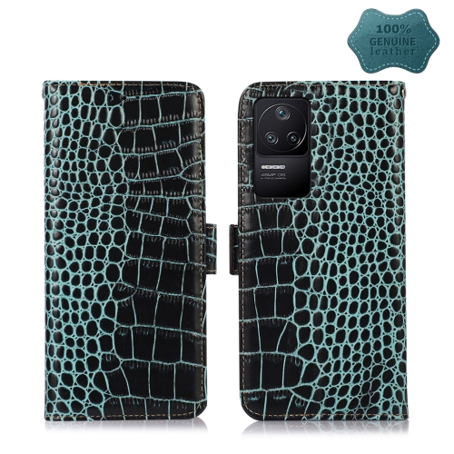 

For Xiaomi Redmi K40S Crocodile Top Layer Cowhide Leather Phone Case(Green)