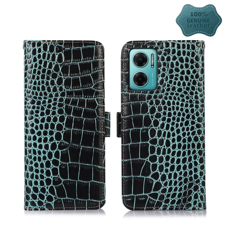 

For Xiaomi Redmi Note 11E / 10 5G Crocodile Top Layer Cowhide Leather Phone Case(Green)
