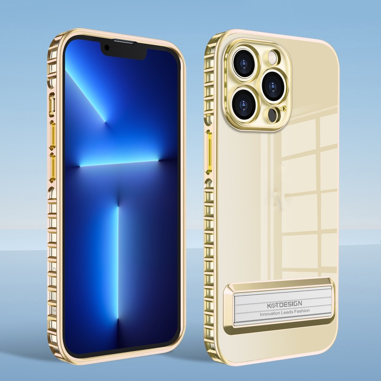 

Magnetic Holder Series High Transparency Phone Case For iPhone 13 Pro(Gold)